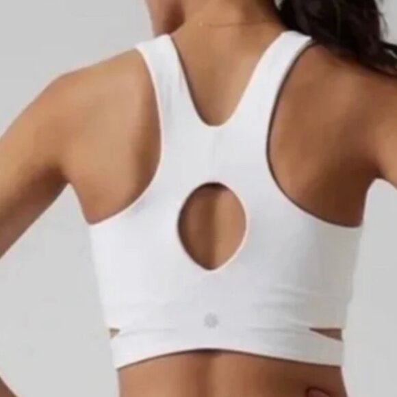 Set of 3 Athleta Conscious Crop Cut Out Bra Large Tawny Rose, White and Black - Picture 12 of 13